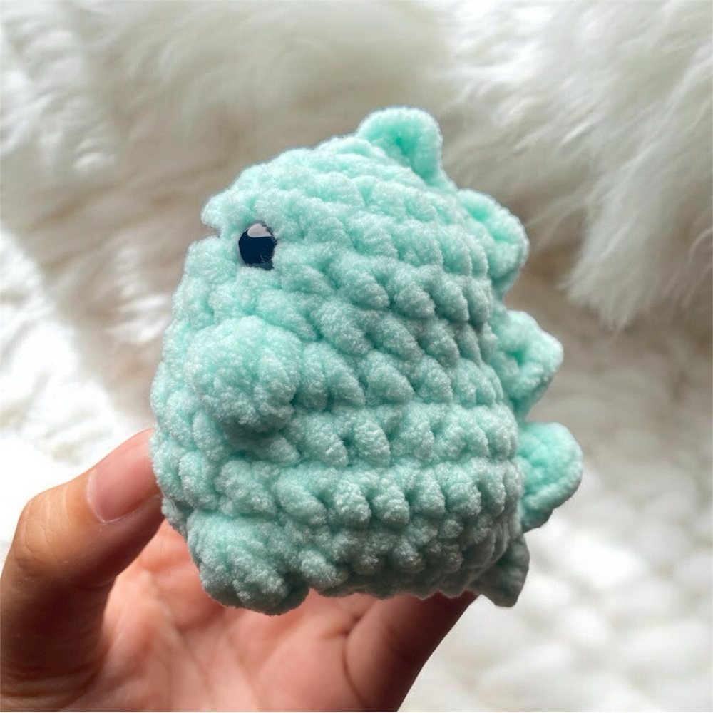 Kawaii Cute Adorable Chubby Baby Mint Green Dinosaur Amigurumi Crochet Plushie